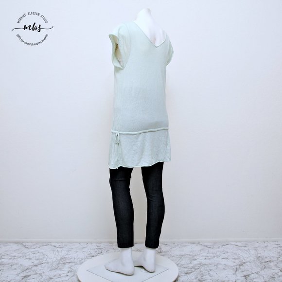 Free People Textured Scoop Neck Short Sleeve Tie Waist Oversized Tunic - Picture 2 of 10